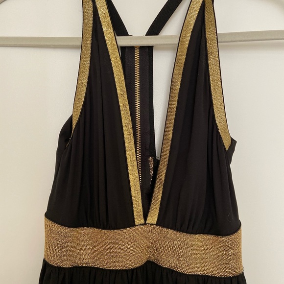 Floor Length Dress with Gold Detail/Zip Back - Picture 4 of 5